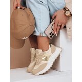 DStreet Sneakersy damskie na płaskiej podeszwie NEWSTREET beżowe Cene