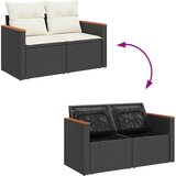 vidaXL Vrtna sedežna garnitura z blazinami 10-delna črn ratan/akacija | Shoptok.si
