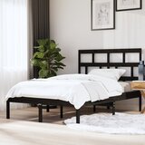 The Living Store Posteljni okvir črn 150x200 cm trden les - Posteljni Okvir, (21527768) | Shoptok.si