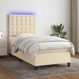 Krevet box spring s madracem LED krem 100x200 cm od tkanine | shoptok.hr
