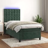 vidaXL Box spring postelja z vzmetnico LED tem. zelena 100x2 | Shoptok.si