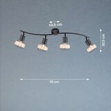 Fischer & Honsel Crna stropna svjetiljka s metalnim sjenilom/sa sjenilom od ratana 10,5x70 cm Straw – | shoptok.hr