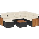  8-dijelni set vrtnih sofa od poliratana s jastucima crni | shoptok.hr