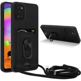 Cadorabo Verižica za mobilni telefon s funkcijo stojala, združljiva z Samsung Galaxy A31 v črna barvi - silikonski zaščitni pokrov z nastavljivim trakom, (20860190) | Shoptok.si