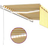 vidaXL Avtomatska tenda s senčilom LED + senzor 5x3 m rumena in bela | Shoptok.si