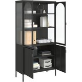  Visoka komoda crna 90 x 40 x 180 cm od stakla i čelika | Eponuda.ba