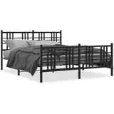 Metalni okvir kreveta uzglavlje i podnožje crni 150x200 cm