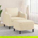 The Living Store Fotelj s stolčkom za noge krem 60 cm blago - Kavč S Stolčkom Za Noge, (21657111) | Shoptok.si