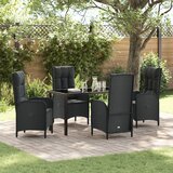 vidaXL 5-delni set vrtnih jedilnih stolov črnega poli ratana | Shoptok.si