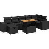 vidaXL Vrtna sedežna garnitura 5-delna z blazinami poli ratan/akacija | Shoptok.si