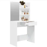 Toaletna mizica z ogledalom 3 police in predal, bela, 75x40x136cm, (5000289738)
