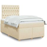 vidaXL Box spring postelja z vzmetnico krem 120x200 cm blago, (21311037) | Shoptok.si