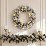 Božićni vijenac Zelena i bijela Ø 30 cm PVC 25 LED lampica | shoptok.hr