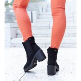 Gemre Black insulated eco-suede ankle boots on a block heel Caio | ePonuda.com