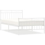  The Living Store Kovinski posteljni okvir z vzglavjem in vznožjem bel 107x203 cm - Posteljni Okvir, (21454104) | Shoptok.si