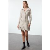 Trendyol Ecru Plaid / Checkered Woven Dress | Shoptok.si