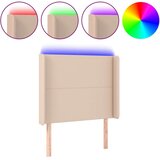 vidaXL LED posteljno vzglavje kapučino 103x16x118/128 cm umetno usnje | Shoptok.si
