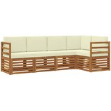  Sekcijska garnitura 5 pcs Prirodna i krem Čvrsto drvo akacije | shoptok.hr