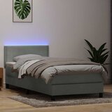 Box Spring krevet s madracem i LED svijetlo sivi 90x220 cm baršun | shoptok.hr