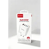 Brzi punjač za telefon GaN, 65 W, Beli