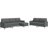  3-dijelni set sofa s tabureom tamnosivi od tkanine | Eponuda.com