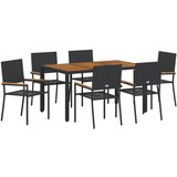 vidaXL set jedilnice za vrt s 7 kosi Črn poli ratan, zložljivi vrtni stoli s blazinami - set 2 kosa v črnem poli ratan | Shoptok.si