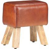 vidaXL Telovadna klop 38 cm rjava pravo usnje in trden mangov les | Shoptok.si