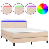 vidaXL Box spring postelja z vzmetnico LED kapučino 140x190 cm, (20896416) Cene