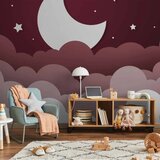  Foto tapeta - Moon dream - clouds in a maroon sky with stars for children 250x175 Standard | shoptok.hr