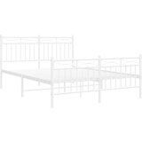 Metalni okvir kreveta uzglavlje i podnožje bijeli 135 x 190 cm | shoptok.hr