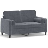 vidaXL Kavč dvosed z okrasnimi blazinami temno siv 120 cm žamet Cene