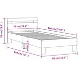  Okvir za krevet s uzglavljem bijeli 75x190 cm konstruirano drvo | shoptok.hr
