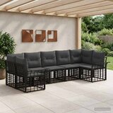  Set vanjskih sofa s jastukom 7 pcs Crna i tamno siva Poliester | Eponuda.com