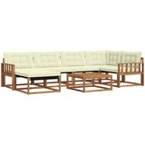  Set vanjskih sofa 7 kom. Prirodna i krem Čvrsto drvo akacije Slike