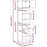  Visok predalnik s predalom Črna Orehovina 50 x 42,5 x 225 cm, (5000108266) | Shoptok.si