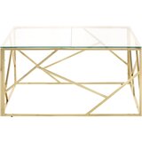 Maison Chic Klubska mizica - kavna mizica - Nizka mizica zlata nerjaveče jeklo in kaljeno steklo, (21751883) Cene