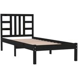  Posteljni okvir črn iz trdnega lesa 100x200 cm, (20646296) | Shoptok.si