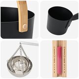  Set pribora za saunu 5 pcs Crna Aluminij i čvrsto drvo bora | shoptok.hr