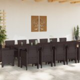 vidaXL set od 15 dijelova vrtnog blagovaonskog seta s jastučićima smeđi poli ratan | shoptok.hr