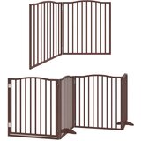  Vrata za pse s vratašcima 8 panela sklopiva 640 cm drvo topole Smeđa 80 x 90 x 2 cm | Shoptok.si
