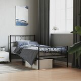 Metalni okvir kreveta uzglavlje i podnožje crni 90x190 cm | shoptok.hr