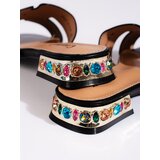 Shelvt Women's black flat flip flops | Shoptok.si