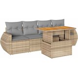  5-dijelni vrtni set sofa s jastucima bež od poliratana | shoptok.hr