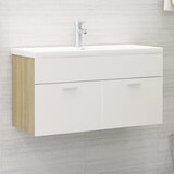 vidaXL Omarica za umivalnik bela in sonoma hrast 90x38,5x46 cm Cene