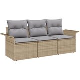 vidaXL set od 3 dijela vrtnih sofa s jastučićima Bež Poli Ratan | shoptok.hr