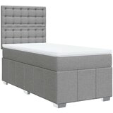 vidaXL Box spring postelja z vzmetnico svetlo siva 80x200 cm blago | Shoptok.si