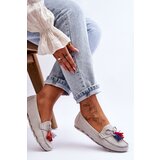 Boto Suede Loafers With Bow And Fringes Gray Dorine | Shoptok.si
