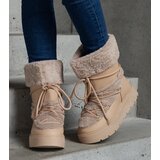 Gemre Beige insulated lace-up snow boots decorated with fur Istiss | Shoptok.si
