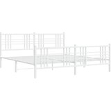  Metalni okvir kreveta uzglavlje i podnožje bijeli 200x200 cm | Eponuda.com
