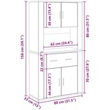  Visok kabinet iz hrastovega lesa 80x33x150 cm Inženirski les | Shoptok.si